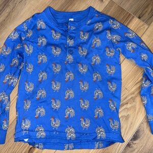 Blue Long Sleeve Shirt with Animal Print